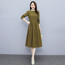 Four seasons of green womens dress new Hangzhou 2022 Spring long sleeves French style Hepburn Atmosphere Quality Skirt Cashew Slim Fit Dress