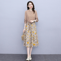 Four Seasons Green Woman Dress New Hangzhou 2022 Spring Collection Waist Display Slim Cotton Linen Long Sleeve Dress with Dress Temperament Crummy Dress