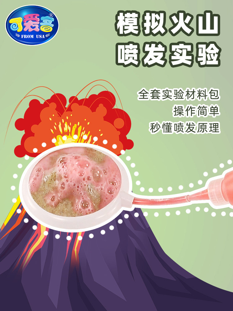 Cute guest children's educational stem scientific experiment toys diy handmade simulated volcanic eruption