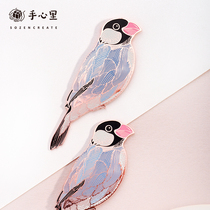 Palm bird bookmark gift box gold-plated classical Chinese style high-end souvenir art small fresh stationery Teachers Day gift teacher cultural and creative