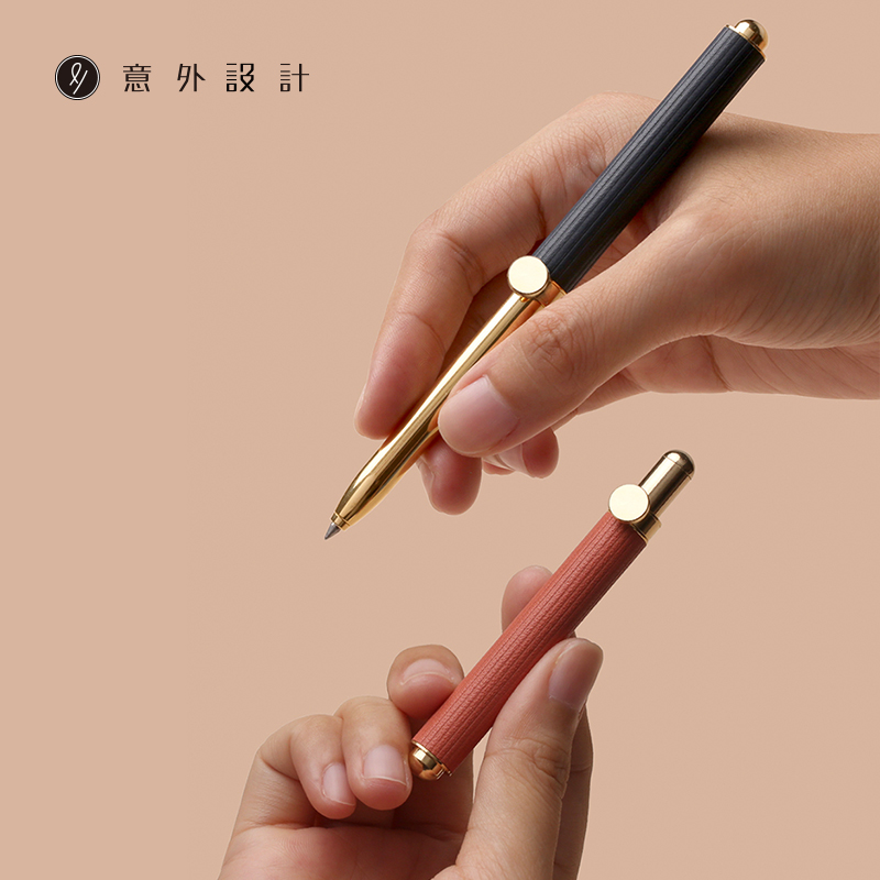 Italian external device meter lowercase leather signature pen gift box with 3 black refills mini compact portable folding retro gel pen for boys office business stationery cultural and creative