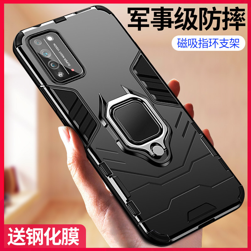 Suitable for Huawei Honor x10 Mobile Case x10max Airbag Anti-Wrest Protection Case Men New Vehicle Magnetic Suction Ring Band Bracket All-pack Silicone Case Honorx 10x5g Men's High End