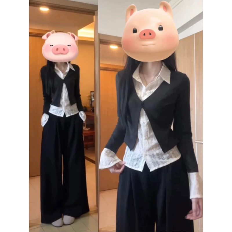 Design-Inspired Niche Faux Two-Piece Knit Sweater for Women, Spring and Autumn 2026 New Style, Slim Fit Bell Sleeve Shirt, French-Style Top Design-Inspired Niche Faux Two-Piece Knit Sweater for Women, Spring and Autumn 2026 New Style, Slim Fit Bell Sleeve Shirt, French-Style Top