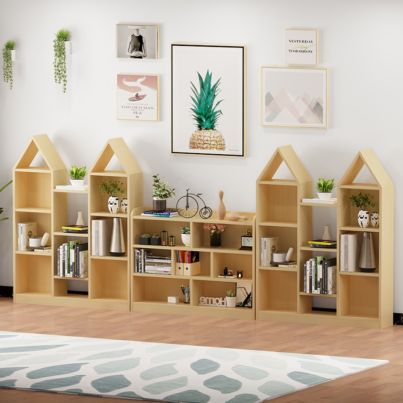Solid wood bookshelves Children's shelves Multi-layer creative small bookshelves Brief student bookcase Easy landing bookshelves Portfolio