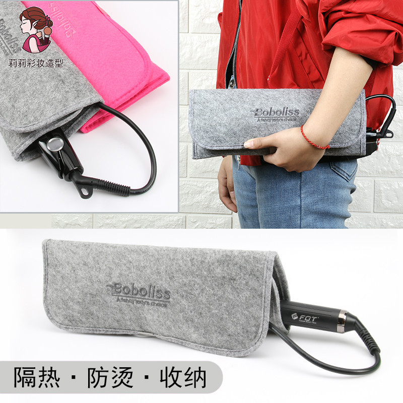 Curling Iron Storage Bag, Hair Straightener Insulation Bag, Hairstylist Portable Hair Iron Tool Anti-Scalding Pad Protective Cover