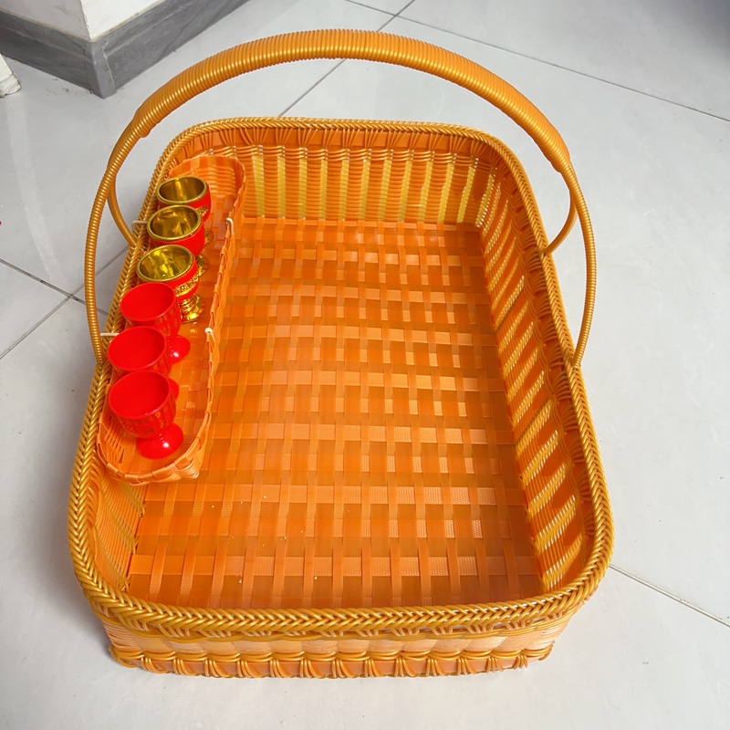 Large Basket for Worshiping Gods, Incense Basket, Handmade Woven Long Basket