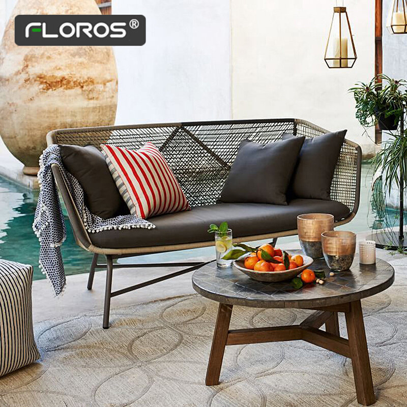 Nordic outdoor table and chair rattan sofa combination rattan chair lazy sofa single chair sun-proof rattan chair three-piece set