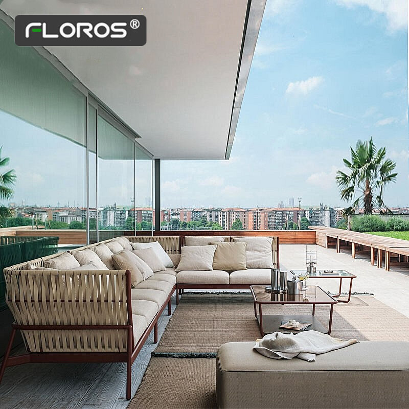 Nordic Outdoor Sofa Rattan Furniture Rattan Art Living Room Balcony Rattan Chair Sofa Double Creative Garden Leisure Coffee Table