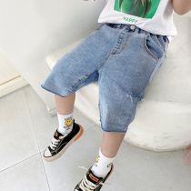(20% off for 1 piece)Boys  Ripped denim five-point pants Childrens summer ripped shorts foreign style 2021 summer pants