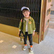 Pure Cotton Boy Long Sleeve Shirt Tide Blouses Male baby Hans version of the Han version Ocean Gas 2022 new childrens autumn clothes