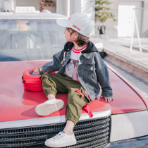 Childrens denim jacket Baby Western style hooded denim boy children Korean handsome spring and autumn all-match jacket