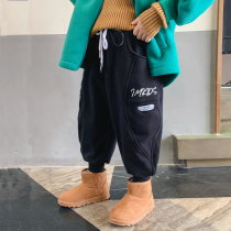 BBs childrens clothing boys polar fleece pants 2022 new winter middle and big childrens childrens fleece thickened warm pants