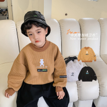 BBs childrens clothing boys sweater plus velvet winter style 2022 new winter middle and big childrens thickened warm top tide