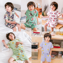 (1 piece 5 discount) Summer childrens pyjamas suit boy Korean version short sleeve shorts Two sets of summer clothes home clothes