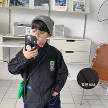 BBs childrens clothing boys plush shirt thickened winter clothing 2022 new winter middle and big childrens handsome shirt tide