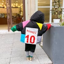 Childrens down jacket baby 2021 winter new childrens clothing boys  medium and long winter clothes big childrens white duck down jacket