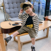 (20% off for 1 piece)Boys spring and Autumn sweater jacket Childrens striped knitted cardigan thin section big boy spring and autumn boys sweater