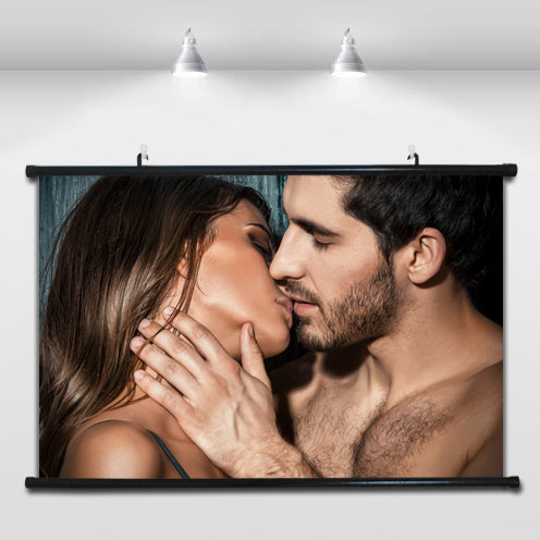 Couple Passionately Kissing and Hugging in Bedroom, Nightclub, Seductive Beauty Poster, Couple Passionately Kissing, Cloth Hanging Painting, Decorative Painting