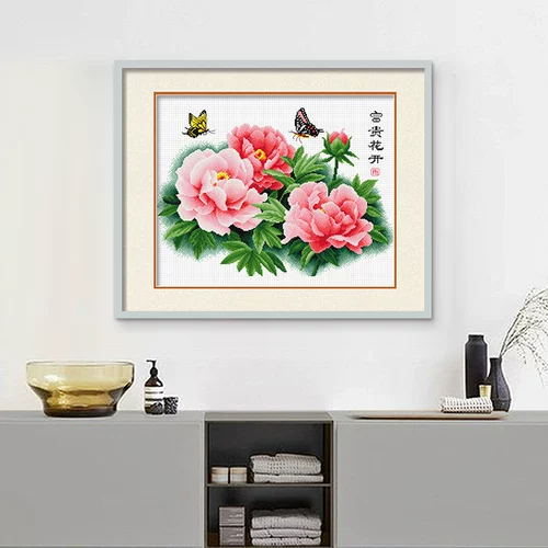 Cross -STITCH 2023 Новая линия вышитая вышитая пиона цвету