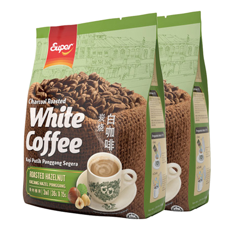 New Packaging Malaysia Super Supper Charcoal Burning Hazelnut Fruity Instant White Coffee 540gX2 Bag