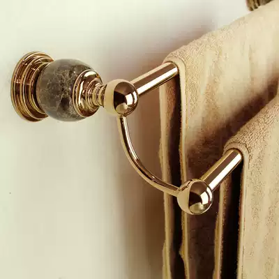 Honey room rose gold all-copper double-pole towel rack European-style bathroom pendant Bathroom powder room towel bar punch-free