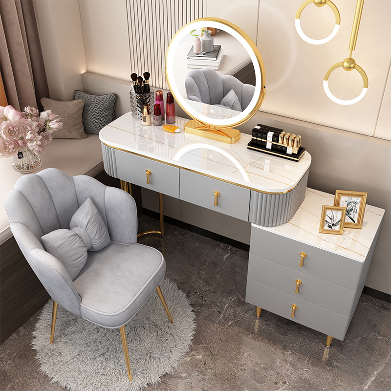 Dresden net red ins wind bedroom modern minimalist small family Nordic light lavish make-up table containing cabinet integrated mirror-Taobao