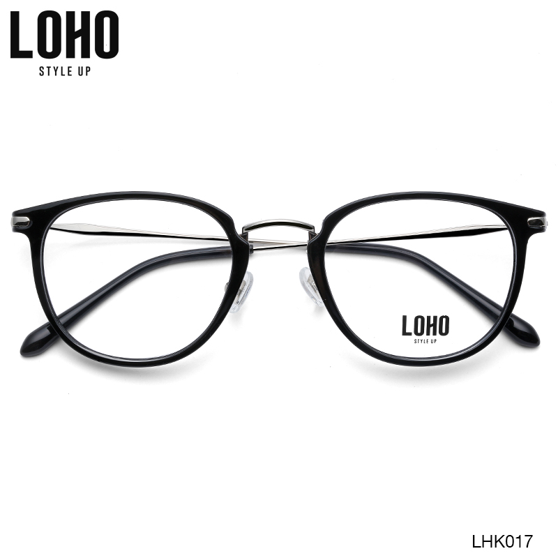 LOHO online class anti-blue light black frame plain face men and women big face myopia glasses anti-radiation discoloration ultra-light astigmatism glasses