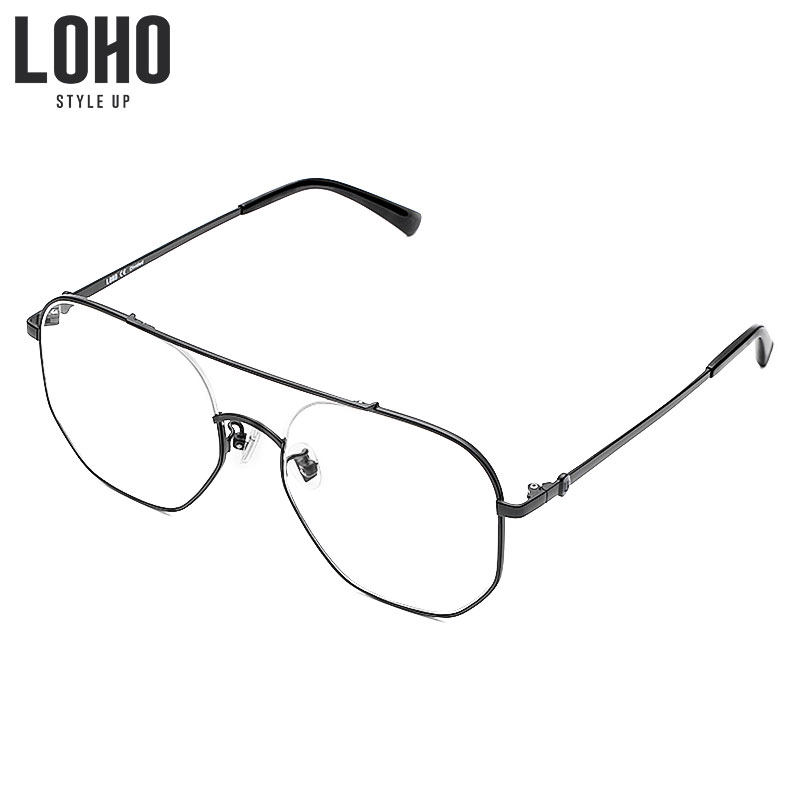 LOHO Eye frames Men's Double Beam Pilots Myopia glasses Online Accessories Eye Large Frame Large Face Spectacle Frame