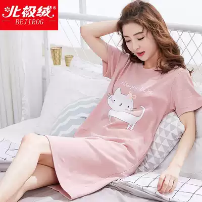 Arctic velvet new ladies nightgown summer cotton autumn and winter sexy sweet cute short sleeve spring and autumn pajamas home clothes