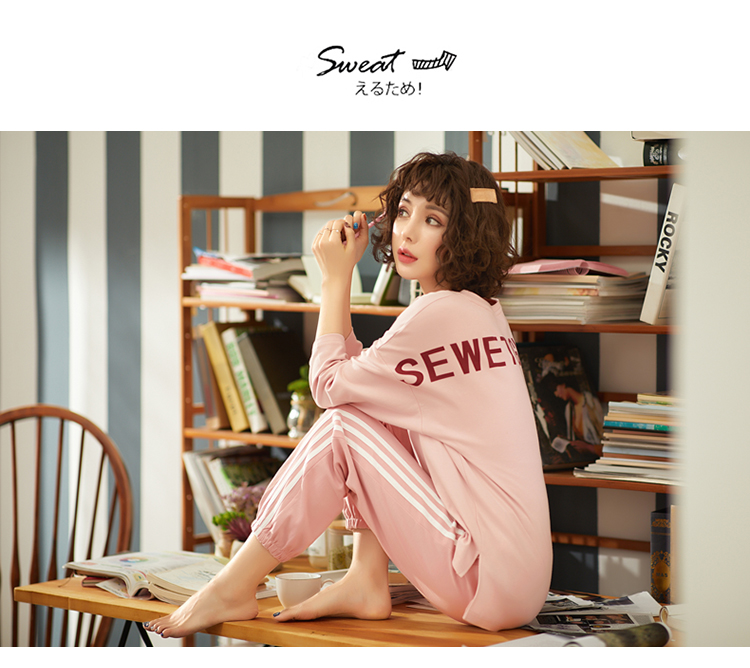 Phiên bản Hàn Quốc của phụ nữ đồ ngủ xuân hè thu đông tay dài bằng cotton hai mảnh phù hợp với những cô nàng ngọt ngào và đáng yêu có thể mặc đồ ở nhà đồ bộ mùa hè