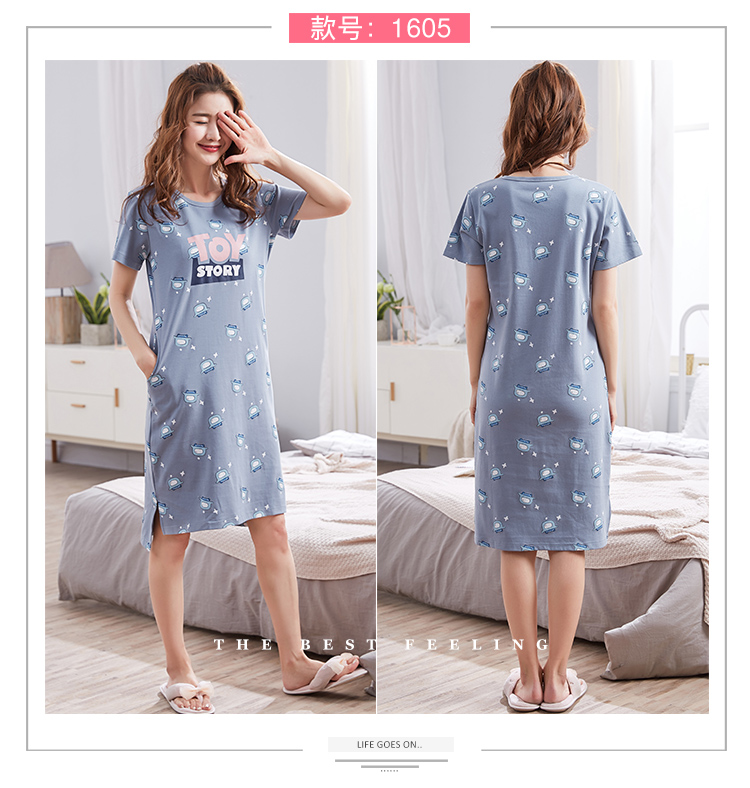 Hàn quốc phiên bản của nightdress nữ mùa hè cotton ngắn tay váy ngọt ngào dễ thương cộng với chất béo kích thước lớn đồ ngủ ít ladies home dịch vụ mùa hè