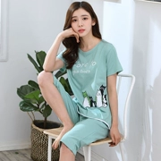 Bộ đồ ngủ cotton 2018 mới cho nữ diện quần lửng tay ngắn hai dây ngọt ngào chút ngọt ngào phục vụ nhà mùa hè