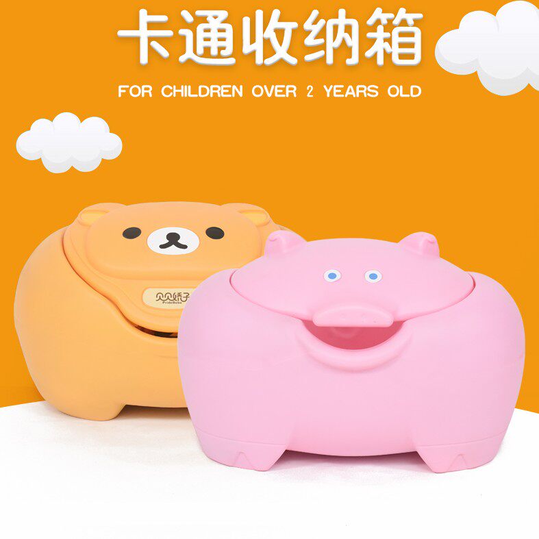 South Korea Toddler Toy Containing Box Children Large Capacity Piglets Cartoon Baby Big plastic with lid for home finishing