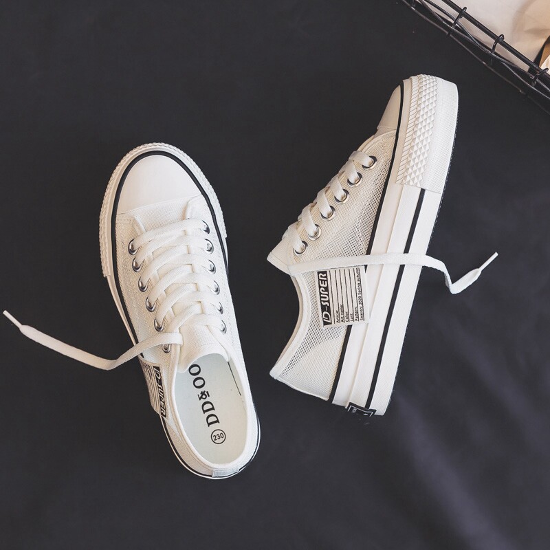 High Quality people plant grass ~ trendy style recommended thick bottom summer breathable small white shoes women's mesh canvas 1