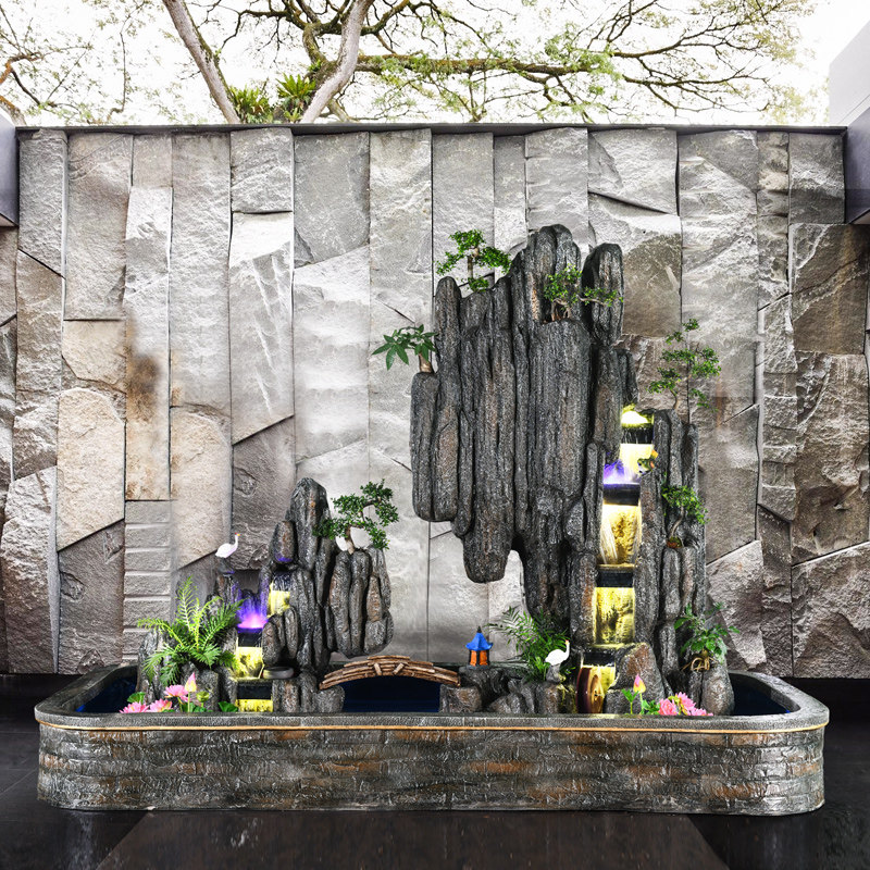 Outdoor Fake Mountain Flowing Water Fountain Villa garden Courtyard Fish Pool Decoration for Windstorm Water Wheel Office Landscape Pendulum