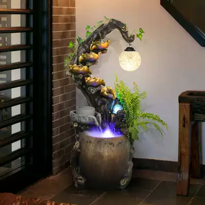 Chinese rockery water fountain ornaments Feng Shui wheel living room Club Retro fish tank humidifier Zhaocai opening gift