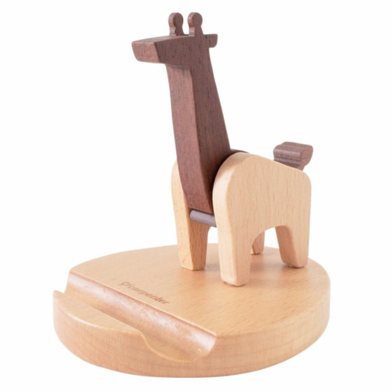 Taiwanese carpenter brother-in-law giraffe mobile phone holder wooden phone holder card holder cartoon creative desktop swing piece gift