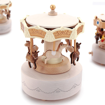 Jeanard wooden luxury rotating Trojan horse music box for 7 New Years Eve lovers girlfriend Childrens Day gifts