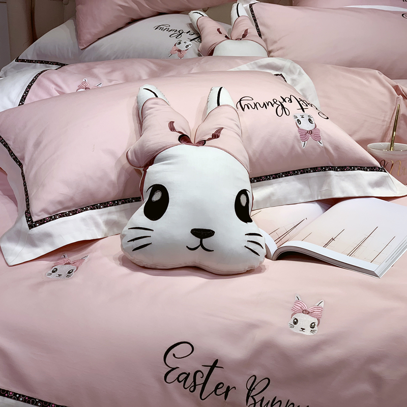 Girl Heart Bunny Jenny Bow Thêu 60S Long Velvet Cotton Cartoon Dễ thương Gối Sofa Đệm Trang trí - Trở lại đệm / Bolsters gối tựa lưng văn phòng cao su non