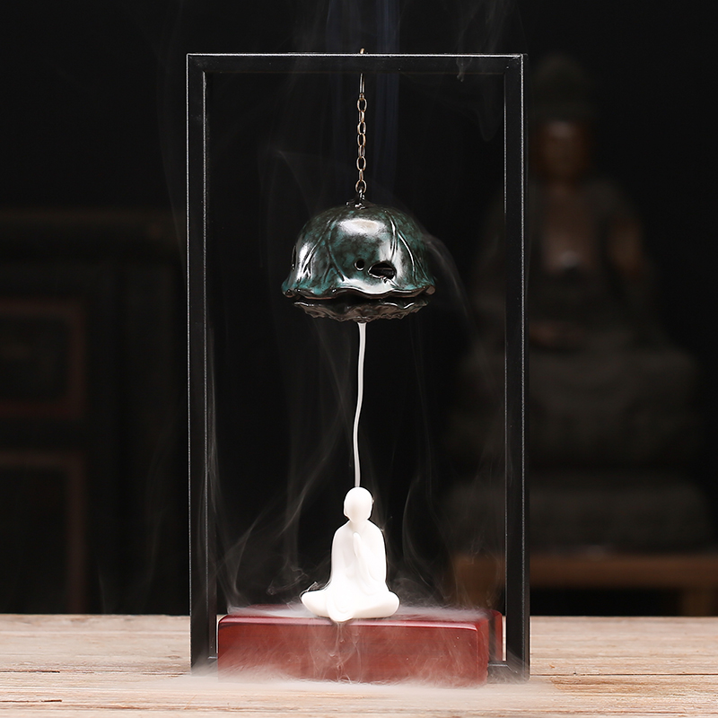 Chinese style Zen meaning back-turned incense stove pendulum pieces Ceramics Home Living Room Genguan Lavender Incense Sandalwood Incense Stove Furnishing Crafts Gifts Swing Accessories