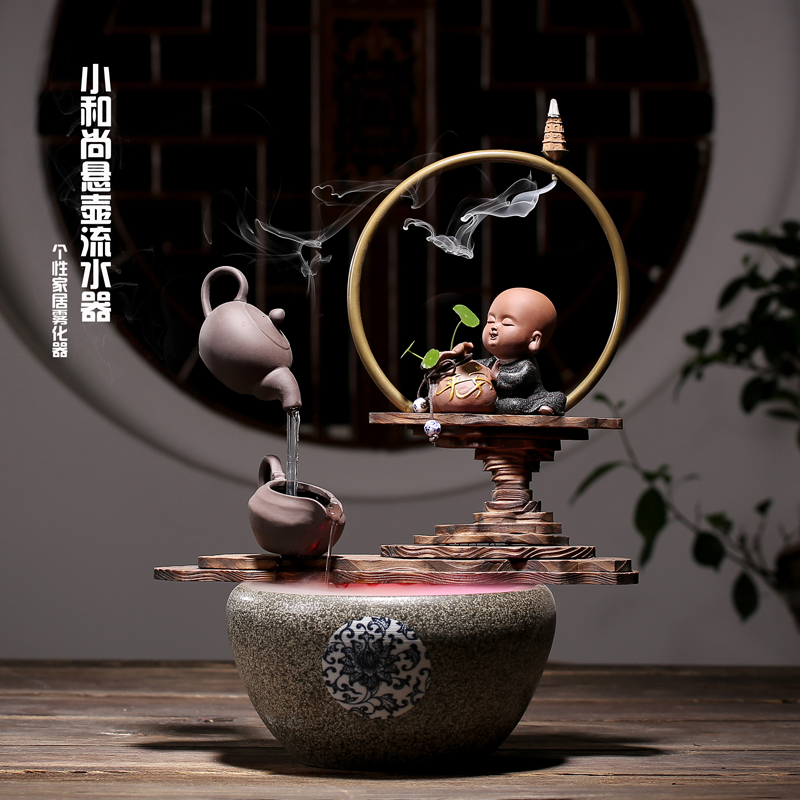 New Chinese Zen meaning monk's home Merchandizingroom Flowing Water Instrumental Living Room Adornment Plus Wet Atomizer Personality Opening Gift