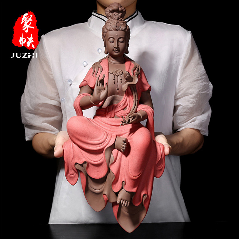 Poly-Book Home Tabletop Pendulum of Purple Sand Ceramics at the Buddha Statue of BodhisattBodhisattva Bodhisattva-Taobao