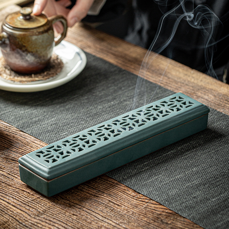 Creative hollow line incense box incense burner household ceramic lying incense burner sandalwood agarwood home indoor tea ceremony incense plug