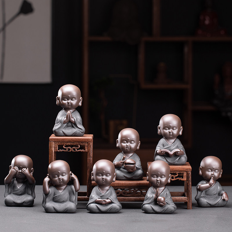 New Chinese personality small monk tea darling Tea Darling creative Home Accessories Living Room Bookcase Wine Cabinet Furnishing Crafts Gifts Swing Accessories
