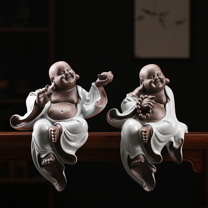 Lucky Maitreya Buddha statue ornaments Monk ceramic large household living room worship entrance decoration craft gifts