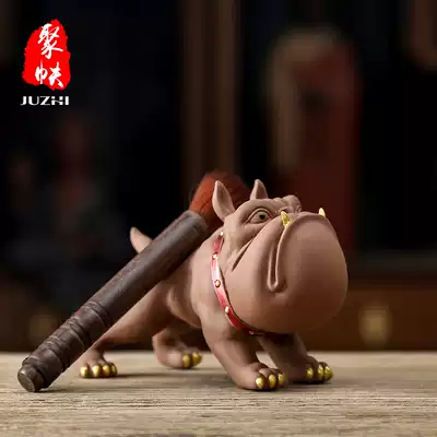 Jufeng Purple Sand lucky Wangcai tea PET zodiac dog lucky Ceramic pen holder gift gift boutique tea play ornaments