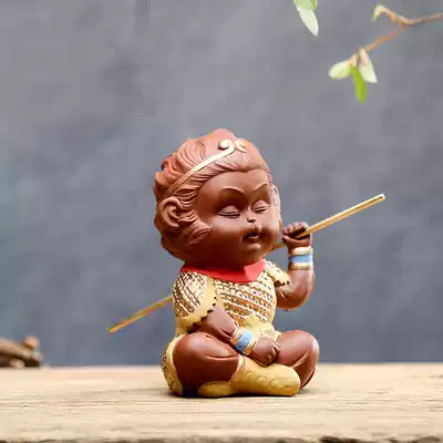Juyi handmade ceramic purple sand tea pet Qi Heavenly Sage Sun Wukong Tea ceremony Tea play ornaments Tea set Tea ceremony ornaments