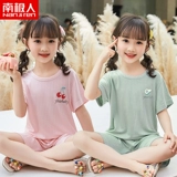 Детская летняя пижама, летний тонкий комплект для мальчиков, летняя одежда, в западном стиле, короткий рукав, подходит для подростков