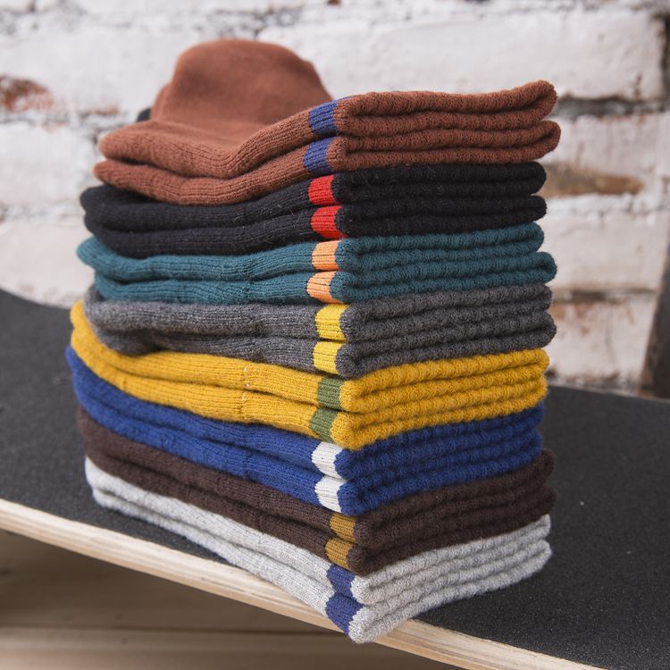 Mùa đông dày cotton vớ nam vớ vớ dày terry vớ rắn màu tóc thường vớ nam khử mùi mồ hôi vớ trắng