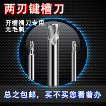 High-speed steel two-edge keyway milling cutter double-edged full-grinding straight shank two-edged end mill CNC cutter 6 8 10 12